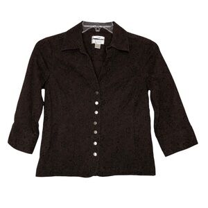 𝅺christopher & BANKS - Cotton Brocade Damask Brown Stretch Jacket - Size Small